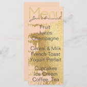 Baby shower Menu "Classic Gold/Pink" (Voorkant / Achterkant)