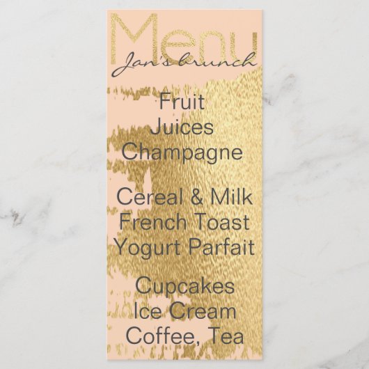 Baby shower Menu "Classic Gold/Pink" (Voorkant)