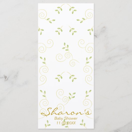 Baby shower menu "Gold Pink Birds" (Achterkant)