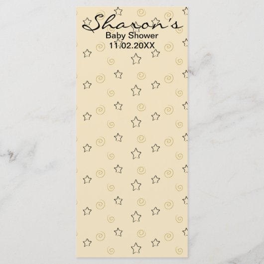 Baby shower Menu "Goud Black Stars Baby" (Achterkant)