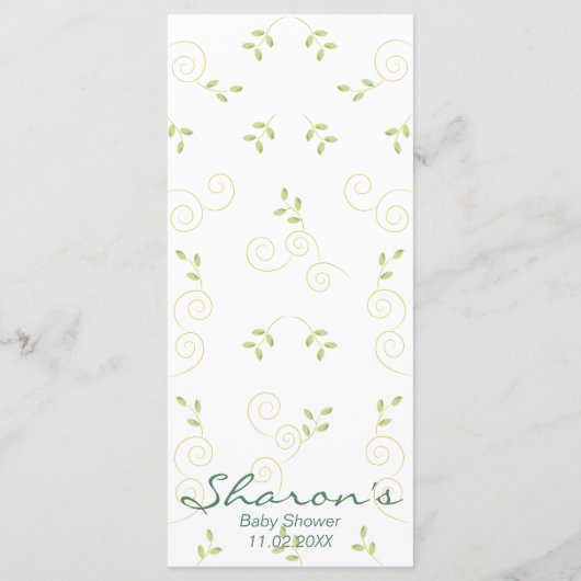 Baby shower Menu "Goudblauwe Vogels" (Achterkant)