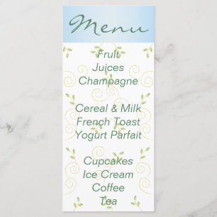 Baby shower Menu "Goudblauwe Vogels"