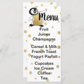 Baby shower Menu "Gouden Baby Pinguïn" (Voorkant / Achterkant)