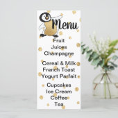 Baby shower Menu "Gouden Baby Pinguïn" (Staand voorkant)