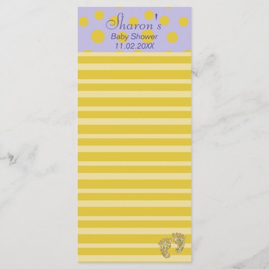 Baby shower menu "Gouden Voeten" (Achterkant)