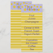 Baby shower menu "Gouden Voeten" (Voorkant / Achterkant)