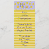 Baby shower menu "Gouden Voeten" (Voorkant)