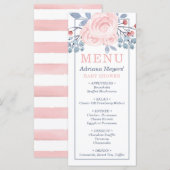Baby shower Menu Kaart, Blauw, Blush Pink (Voorkant / Achterkant)