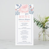 Baby shower Menu Kaart, Blauw, Blush Pink (Staand voorkant)
