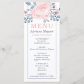 Baby shower Menu Kaart, Blauw, Blush Pink (Voorkant)