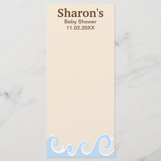 Baby shower Menu "Onder het Zee Mobile" (Achterkant)