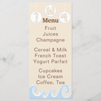 Baby shower Menu "Onder het Zee Mobile"