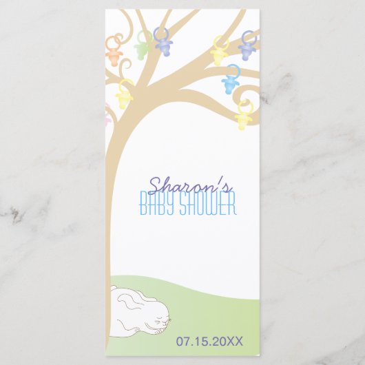Baby shower Menu Paci Bunny (Achterkant)