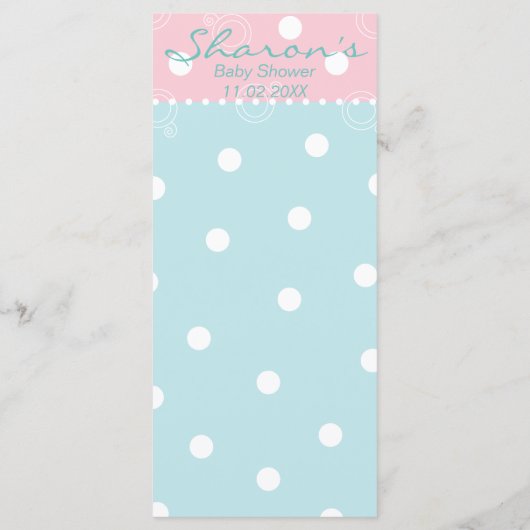 Baby shower Menu "Roze Blauw Baby" (Achterkant)