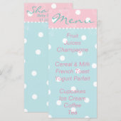 Baby shower Menu "Roze Blauw Baby" (Voorkant / Achterkant)