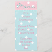 Baby shower Menu "Roze Blauw Baby" (Voorkant)