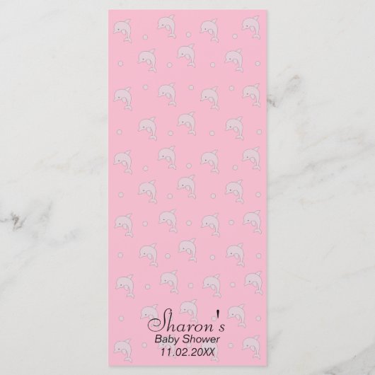 Baby shower Menu "Roze Dolfijnen" (Achterkant)