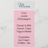 Baby shower Menu "Roze Dolfijnen" (Voorkant)