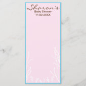 Baby shower Menu "Roze Schildpad" (Achterkant)