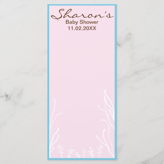 Baby shower Menu "Roze Schildpad" (Achterkant)