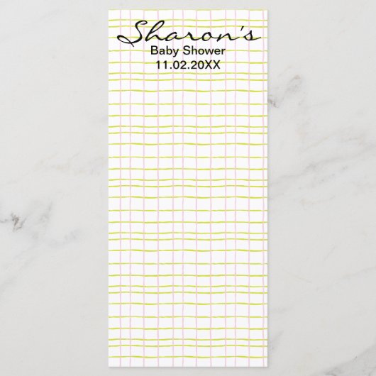 Baby shower Menu "Roze Uil" (Achterkant)