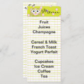 Baby shower Menu "Roze Uil" (Voorkant / Achterkant)