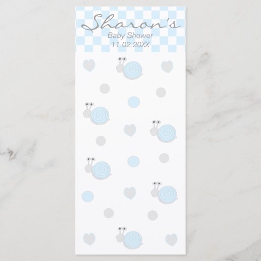 Baby shower Menu "Snips & Snails" (Achterkant)