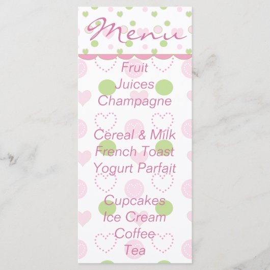 Baby shower menu "Sugar & Spice" (Voorkant)