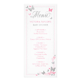 Baby shower Menu, Vlinders Reclamekaart