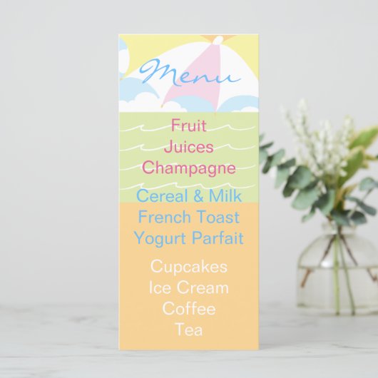 Baby shower-menubalk menu (Staand voorkant)