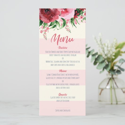 baby shower menukaart Floral Kaart (Staand voorkant)