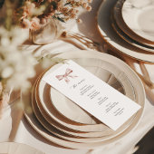 Baby shower menukaart met stoffige roze strik