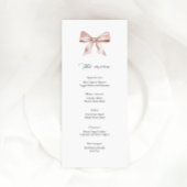 Baby shower menukaart met stoffige roze strik