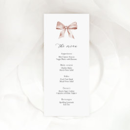 Baby shower menukaart met stoffige roze strik