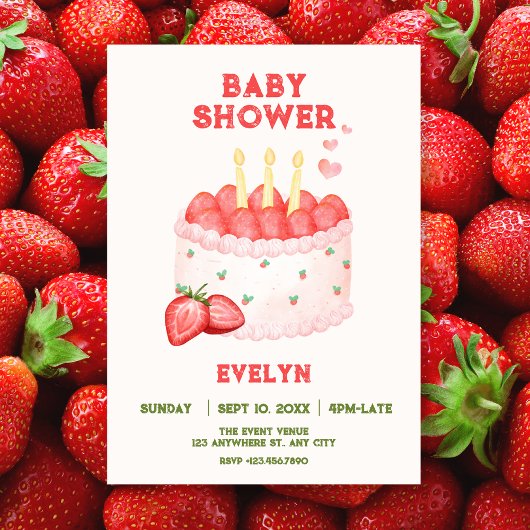 Baby shower met aardbeien kaart