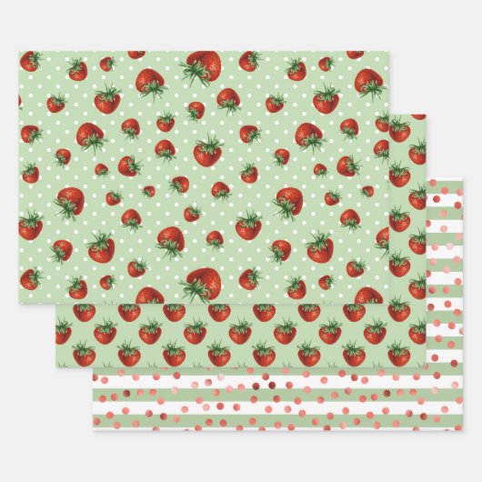 Baby Shower met Aardbeienpatroon Inpakpapier Vel (Set)