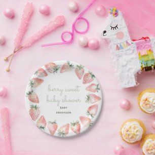 Baby Shower met Aardbeiens en Chocolade Papieren Bordje