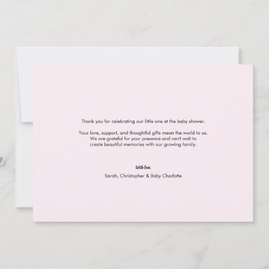 Baby shower met baby Fotocollage Roze Grijs Bedankkaart (Achterkant)