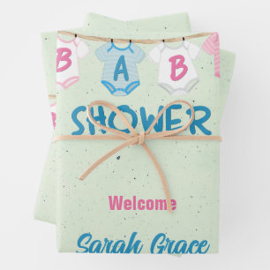 Baby shower met babykleding Aangepast Inpakpapier Vel