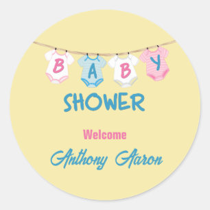 Baby shower met babykleding Aangepast Ronde Sticker