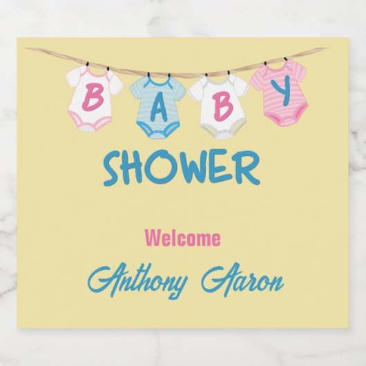 Baby shower met babykleding Aangepast Sparkling Wijnetiket (Enkel label)