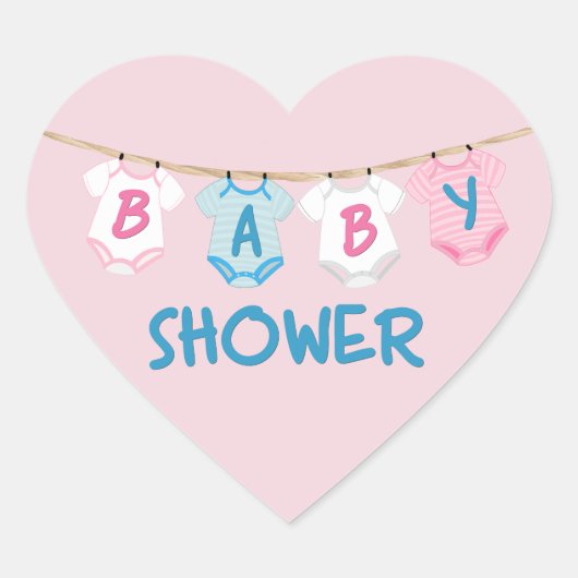 Baby shower met babykleding hart sticker (Voorkant)