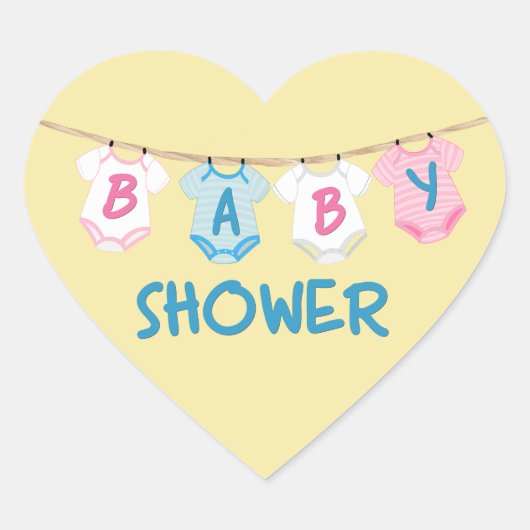Baby shower met babykleding hart sticker (Voorkant)