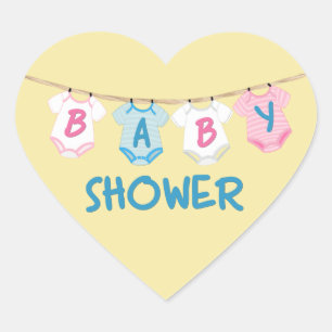 Baby shower met babykleding hart sticker