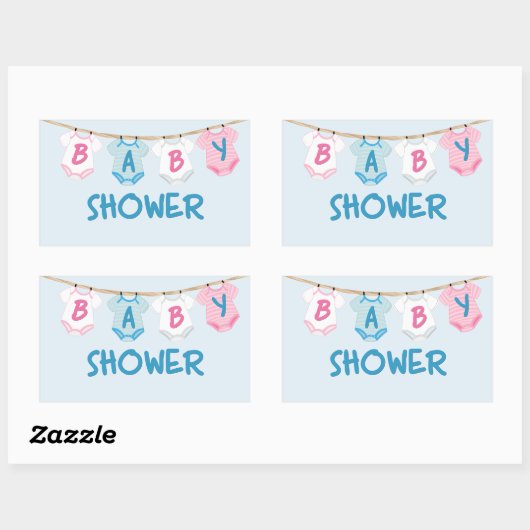 Baby shower met babykleding rechthoekige sticker (Vel)