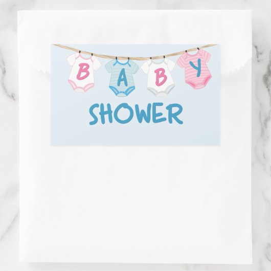 Baby shower met babykleding rechthoekige sticker (Tas)
