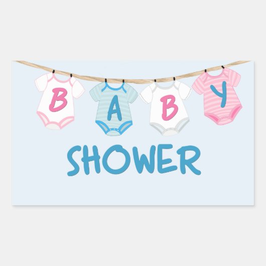 Baby shower met babykleding rechthoekige sticker (Voorkant)
