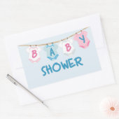 Baby shower met babykleding rechthoekige sticker (Envelop)
