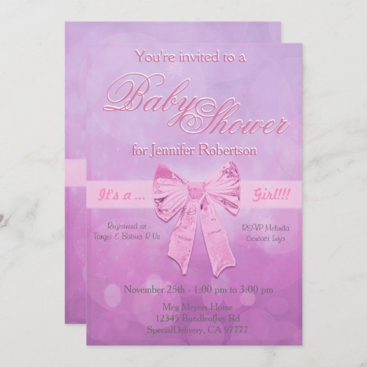 Baby shower met belletjes kaart (Voorkant / Achterkant)