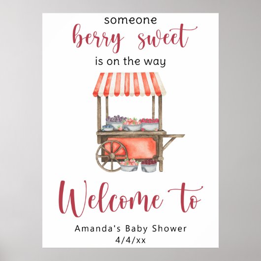 Baby shower met bessen poster (Voorkant)